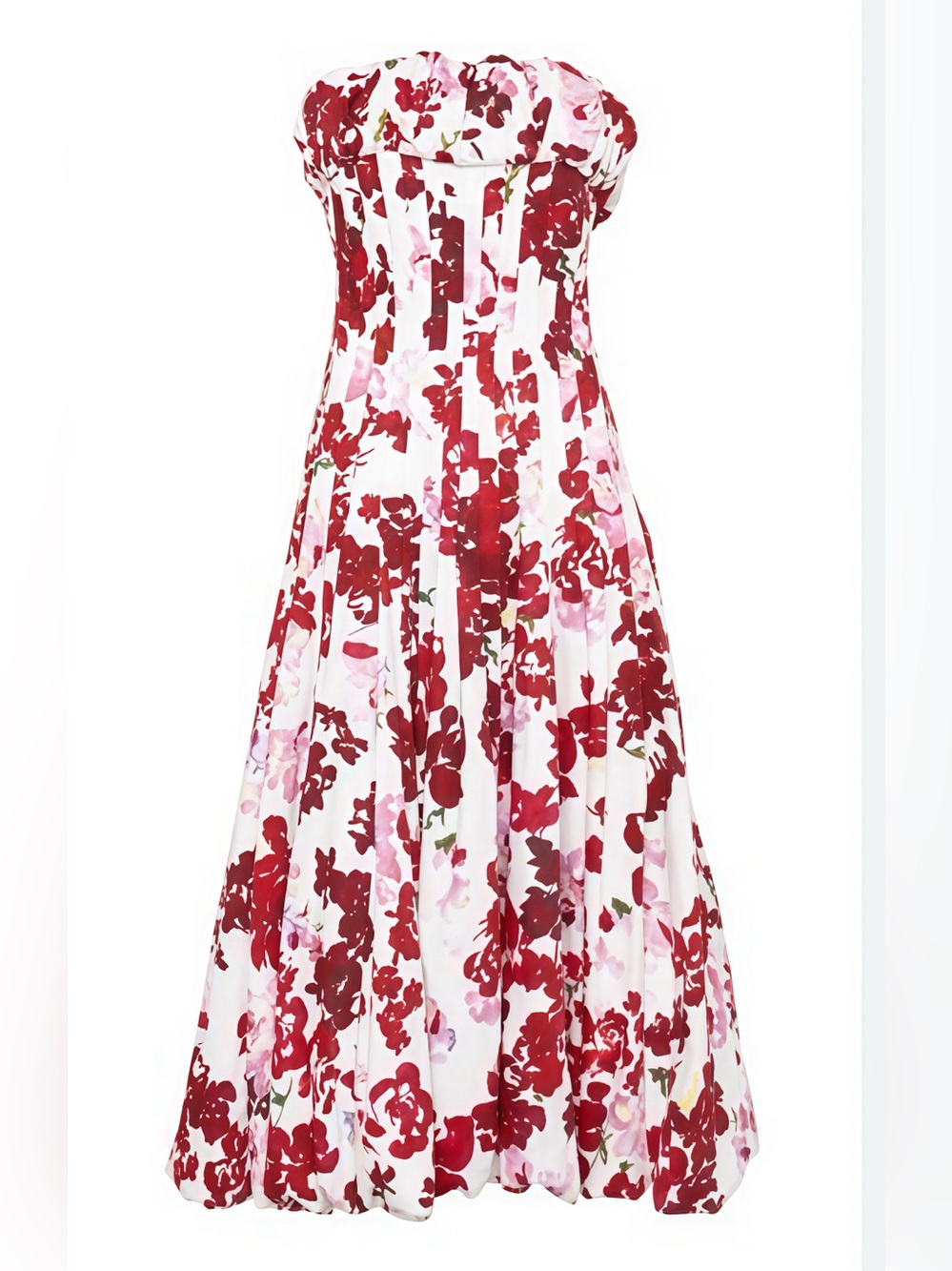 Aje Mathilda Pink FloralPrinted White Panel Bubble Hem Strapless Dress AU10/US6 - Picture 6 of 10